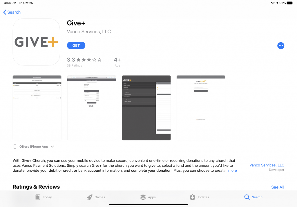 GivePlus App in Apple App Store