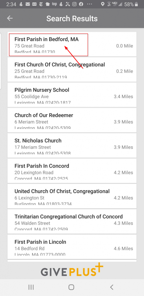 Location Search Near First Parish